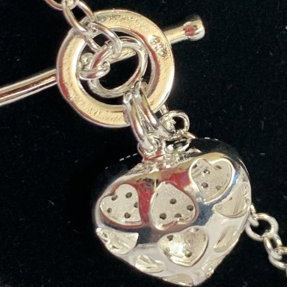 Silver Heart Necklace and Bracelet Set - Picture 10 of 11